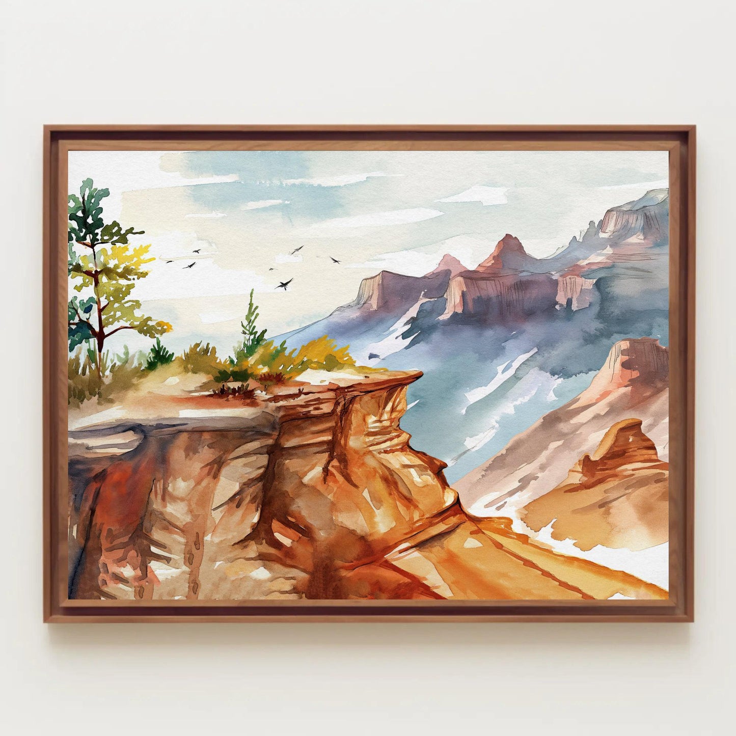 Grand Canyon Watercolor Painting canvas wall art, gallery-wrapped or framed
