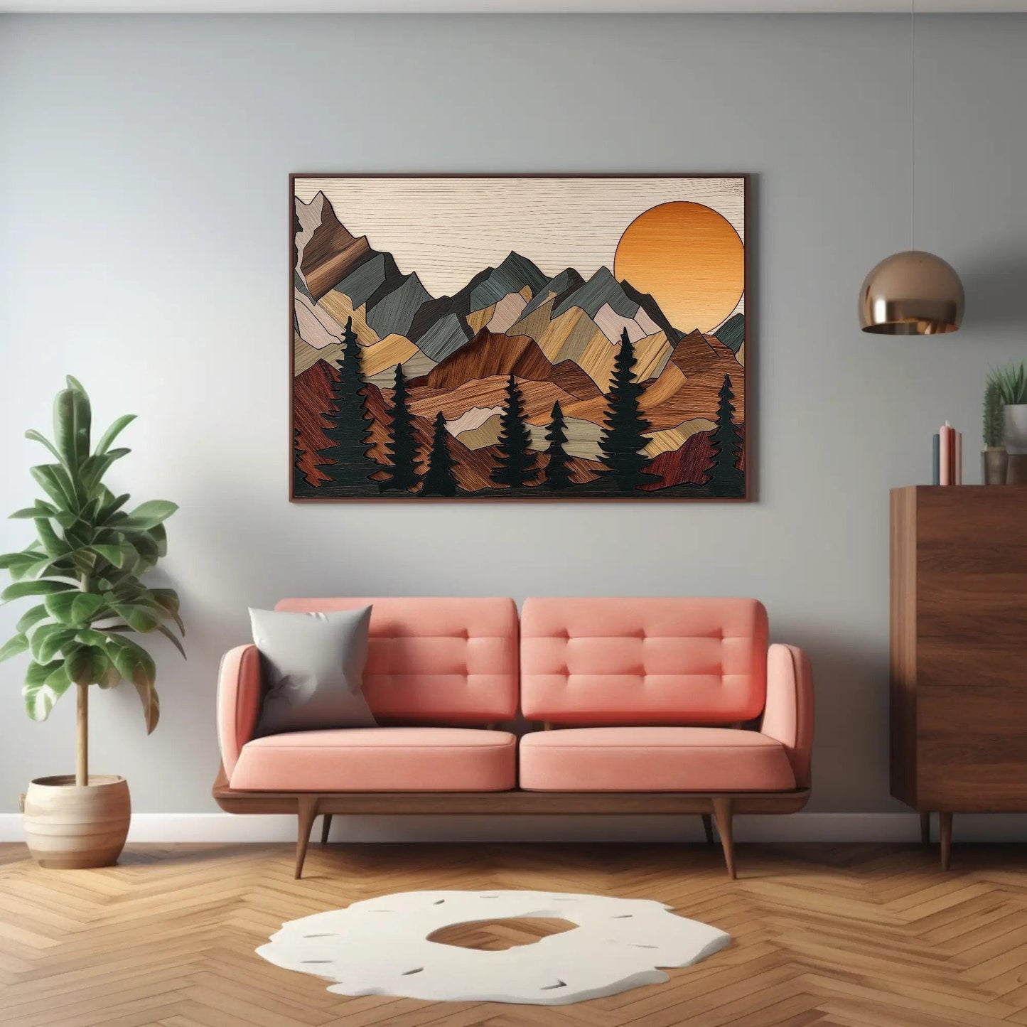 3D Wooden Mountain Cabin Rustic Wall Decor – Premium Canvas Print Framed - Antarmada