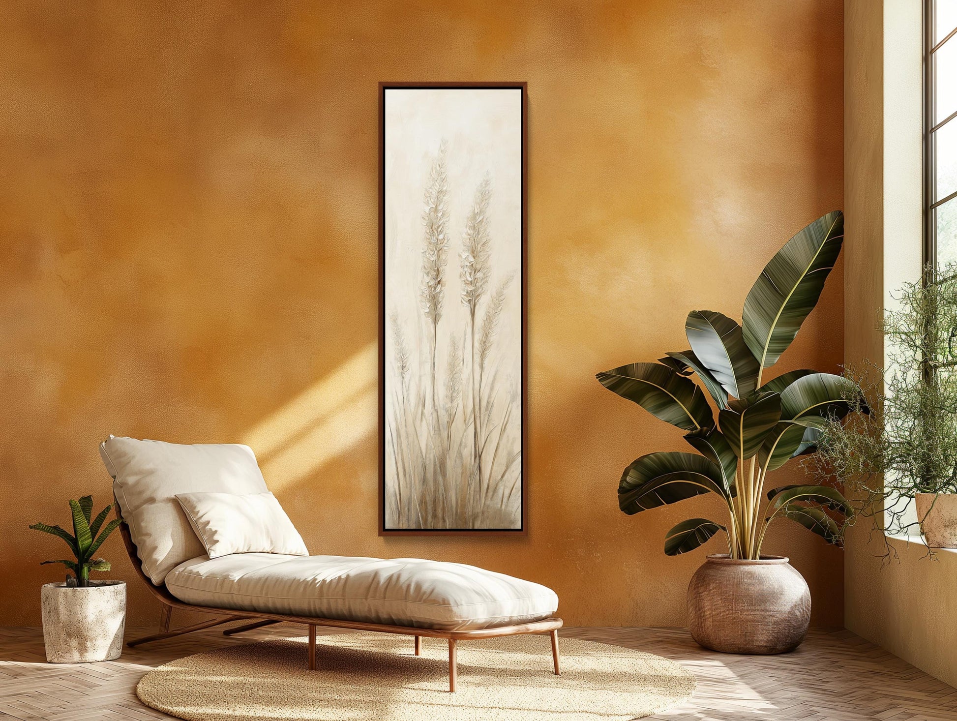 Wild Grass canvas wall art shown in a living room