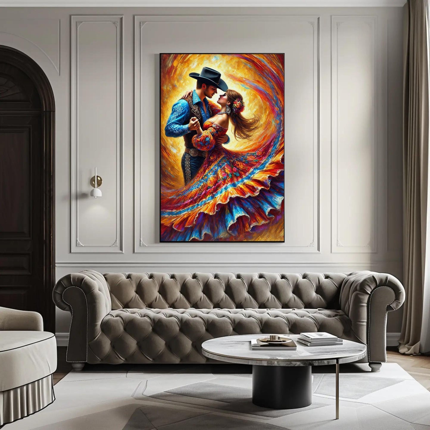 Jarabe Tapatío canvas wall art shown in a styled room (view 3)