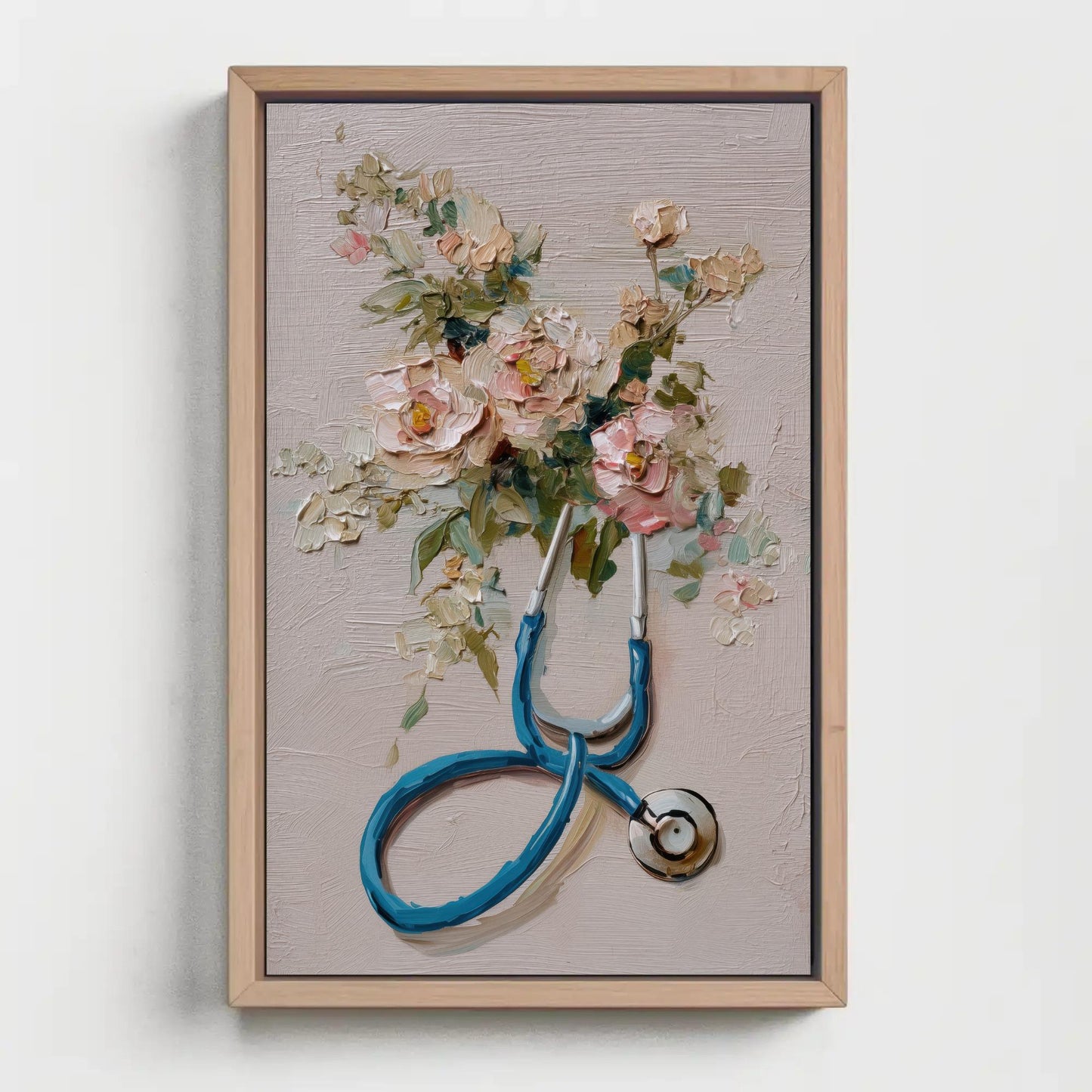 Doctor canvas wall art shown in a styled room