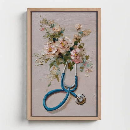 Doctor canvas wall art shown in a styled room