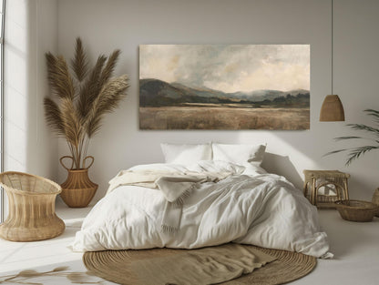 Vintage Beige Landscape , Neutral Abstract modern canvas wall art, ready to hang