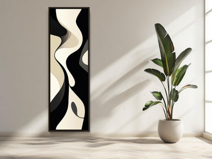 Black and White canvas wall art shown in a styled room