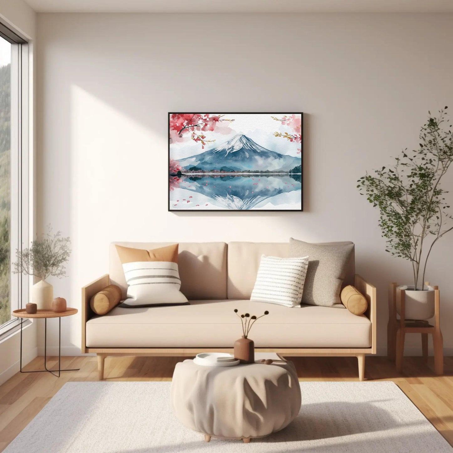 Mount Fuji canvas wall art shown in a living room (view 2)