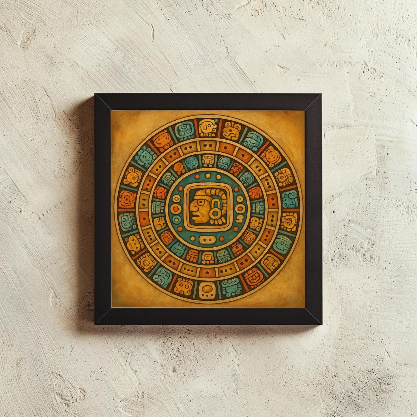 Mayan Calendar canvas wall art shown in a styled room (view 2)