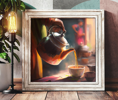 Chai Tea Art Print, Colorful Kitchen Wall Art, Premium Canvas Poster