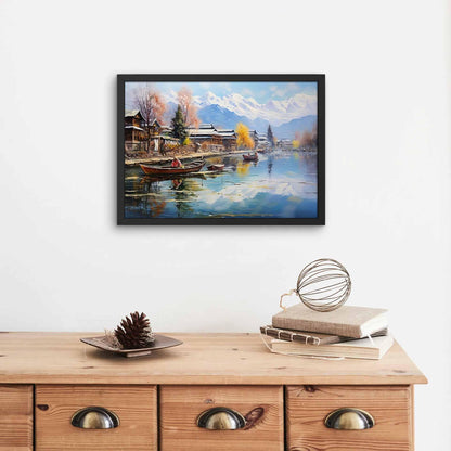Kashmir Dal Lake , Indian Lake Landscape canvas wall art, ready to hang