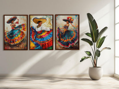 Mexican Folk Dance canvas wall art shown in a styled room (view 3)