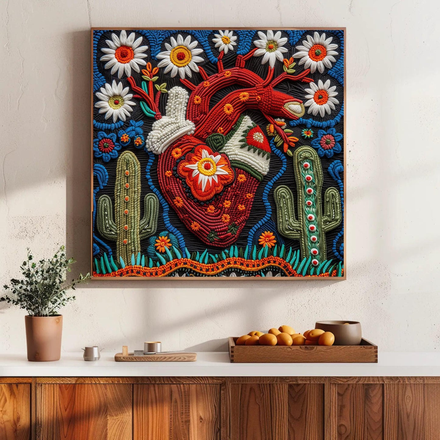 a painting of a heart in the middle of a room