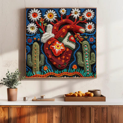a painting of a heart in the middle of a room