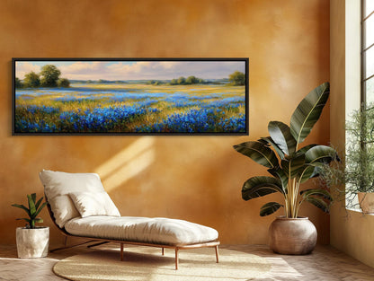 Bluebonnet canvas wall art shown in a living room (view 3)