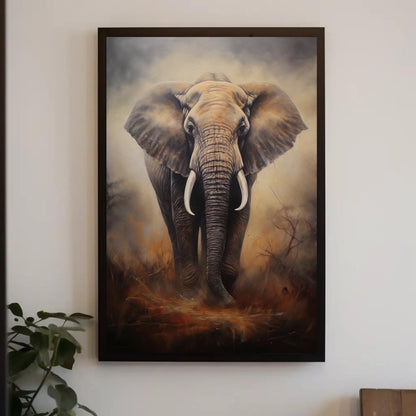 Elephant Canvas Print, Large Framed Wall Art, Abstract African Elephant Decor