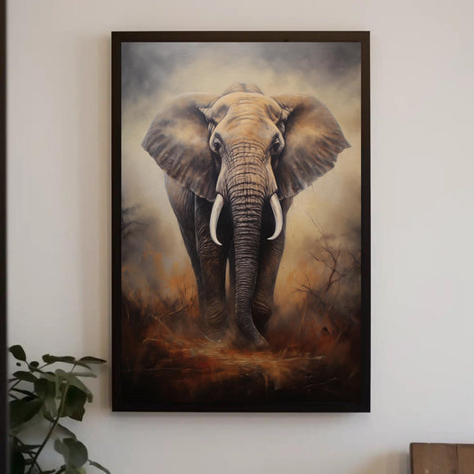 a painting of an elephant on a wall