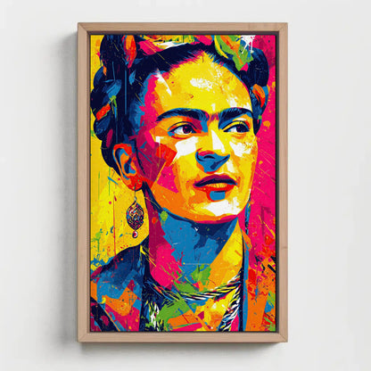 Frida Kahlo canvas wall art shown in a styled room