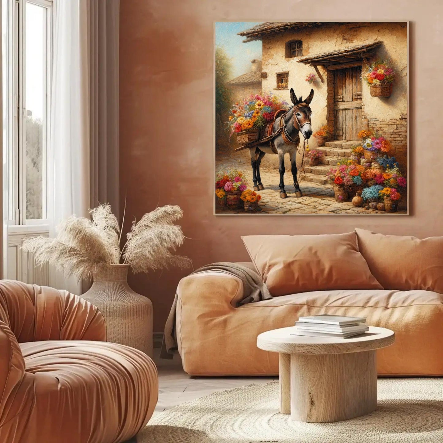 Mexican Burro Art farmhouse canvas wall art, ready to hang