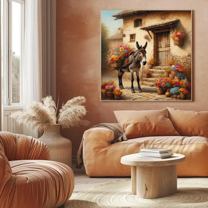 Mexican Burro Art farmhouse canvas wall art, ready to hang