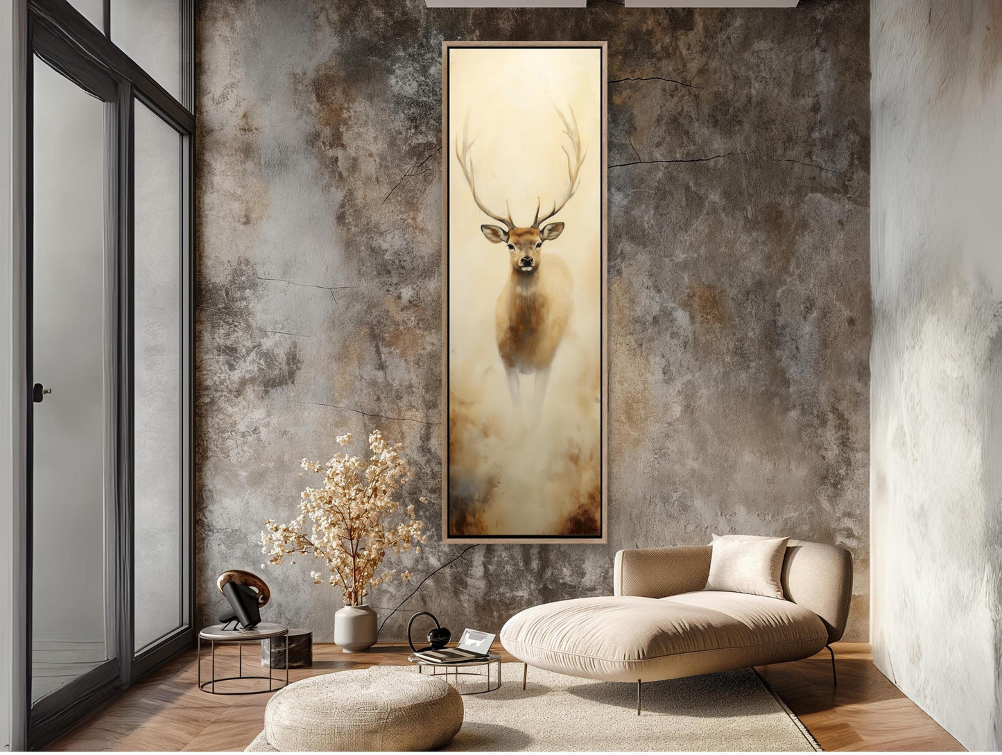 Abstract Deer canvas wall art shown in a living room (view 4)