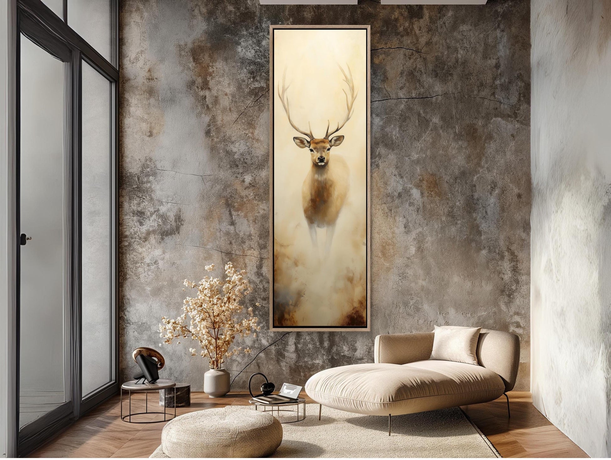 Abstract Deer canvas wall art shown in a living room (view 4)
