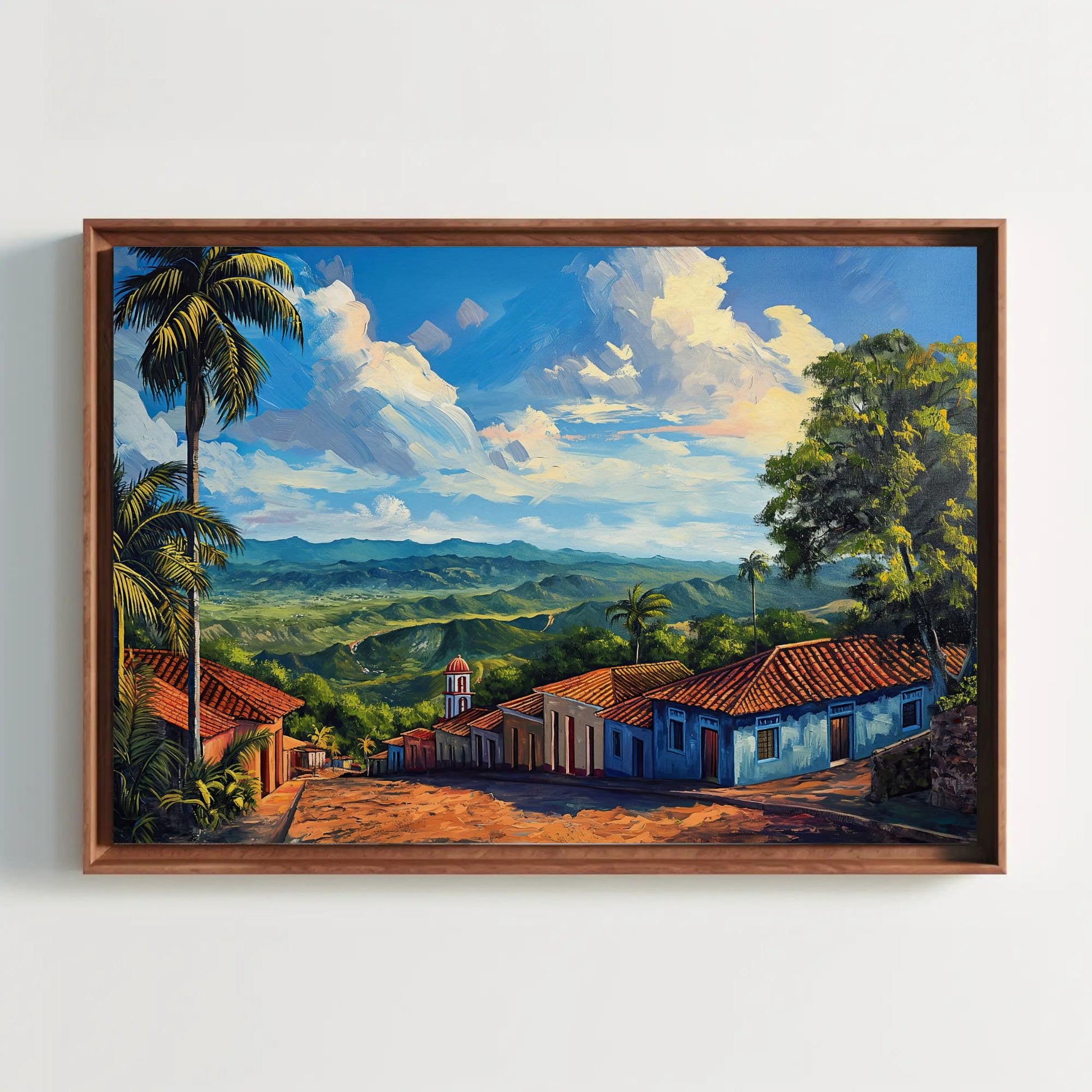 Puerto Rico Mountain , Boricua Landscape canvas wall art in green tones
