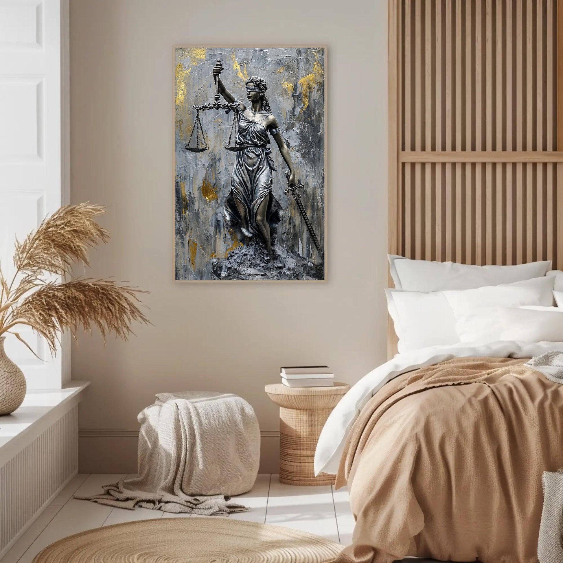 Lady Justice , Legal Office Symbolic art deco canvas wall art, ready to hang
