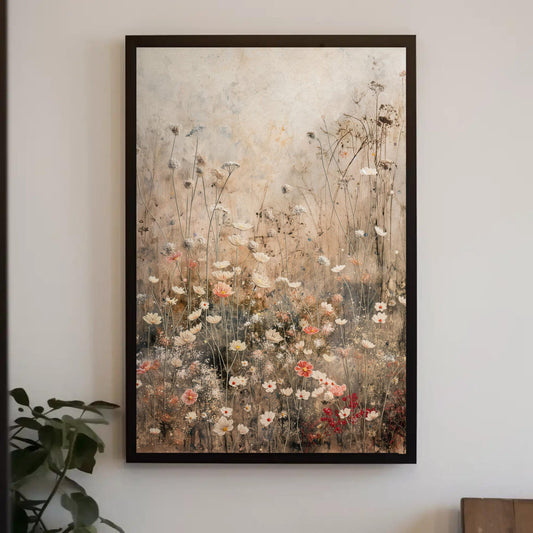 Wildflowers Canvas Print - Rustic Botanical Wall Art | Pastel Floral Artwork