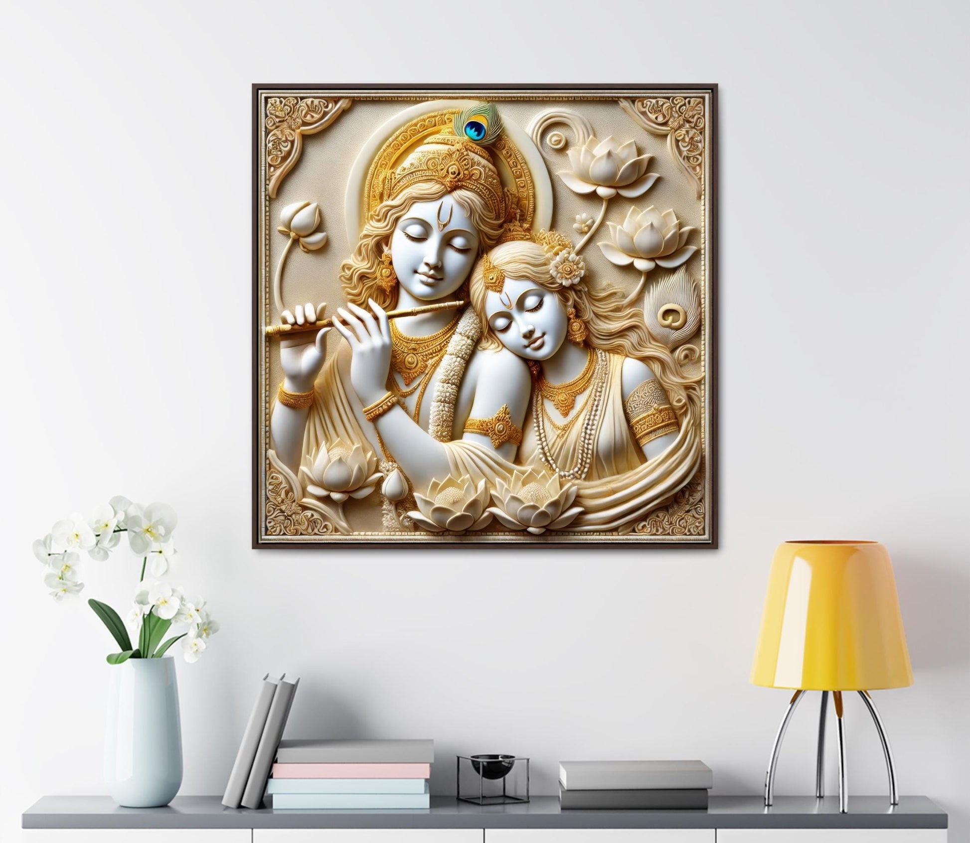 Radha Krishna canvas wall art, statement décor