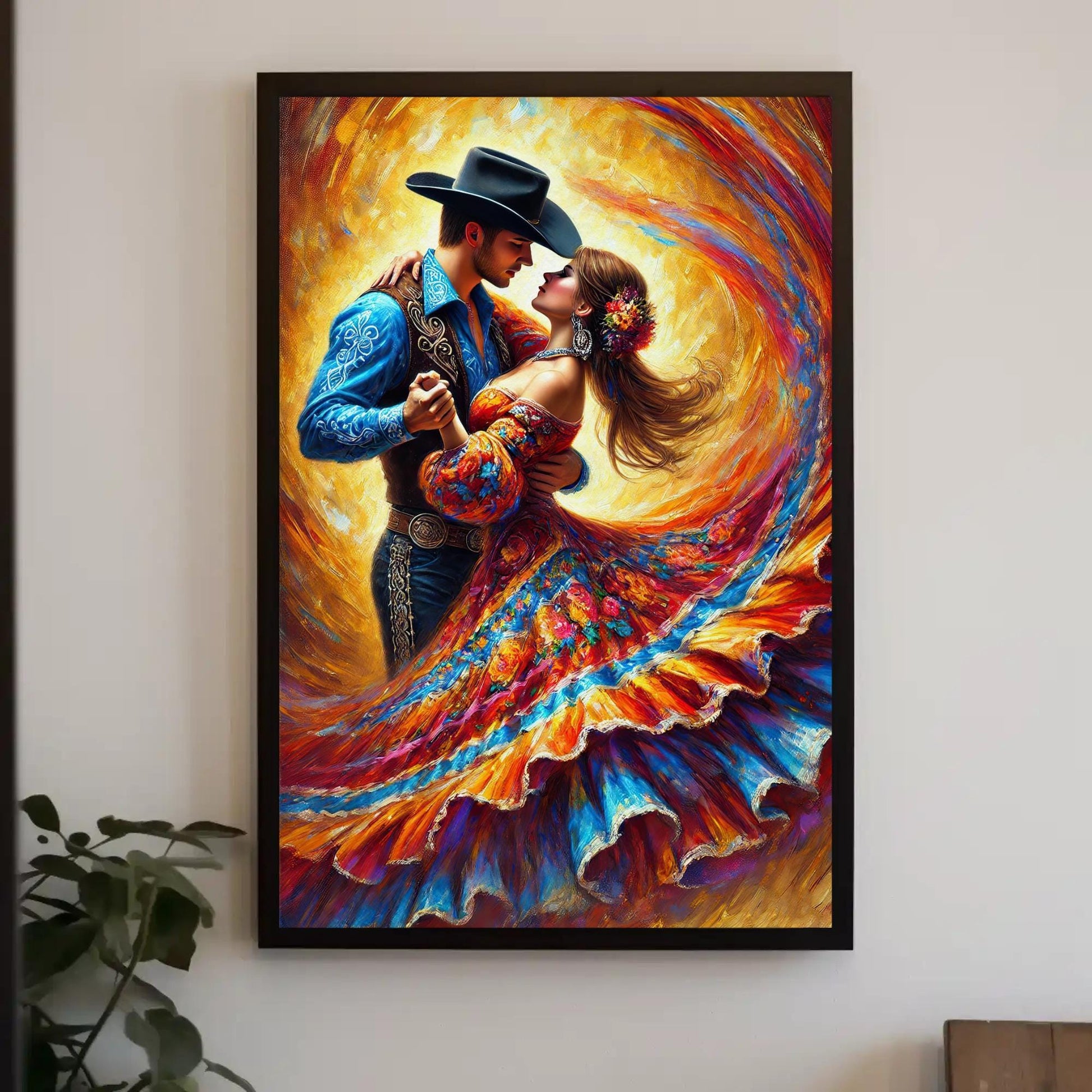 Jarabe Tapatío Canvas Print, Vibrant Mexican Folk Art on Museum-Grade Canvas
