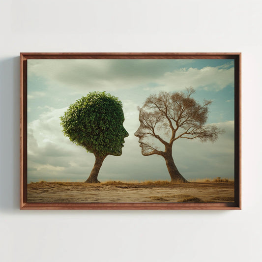 a picture of a tree and a man's head