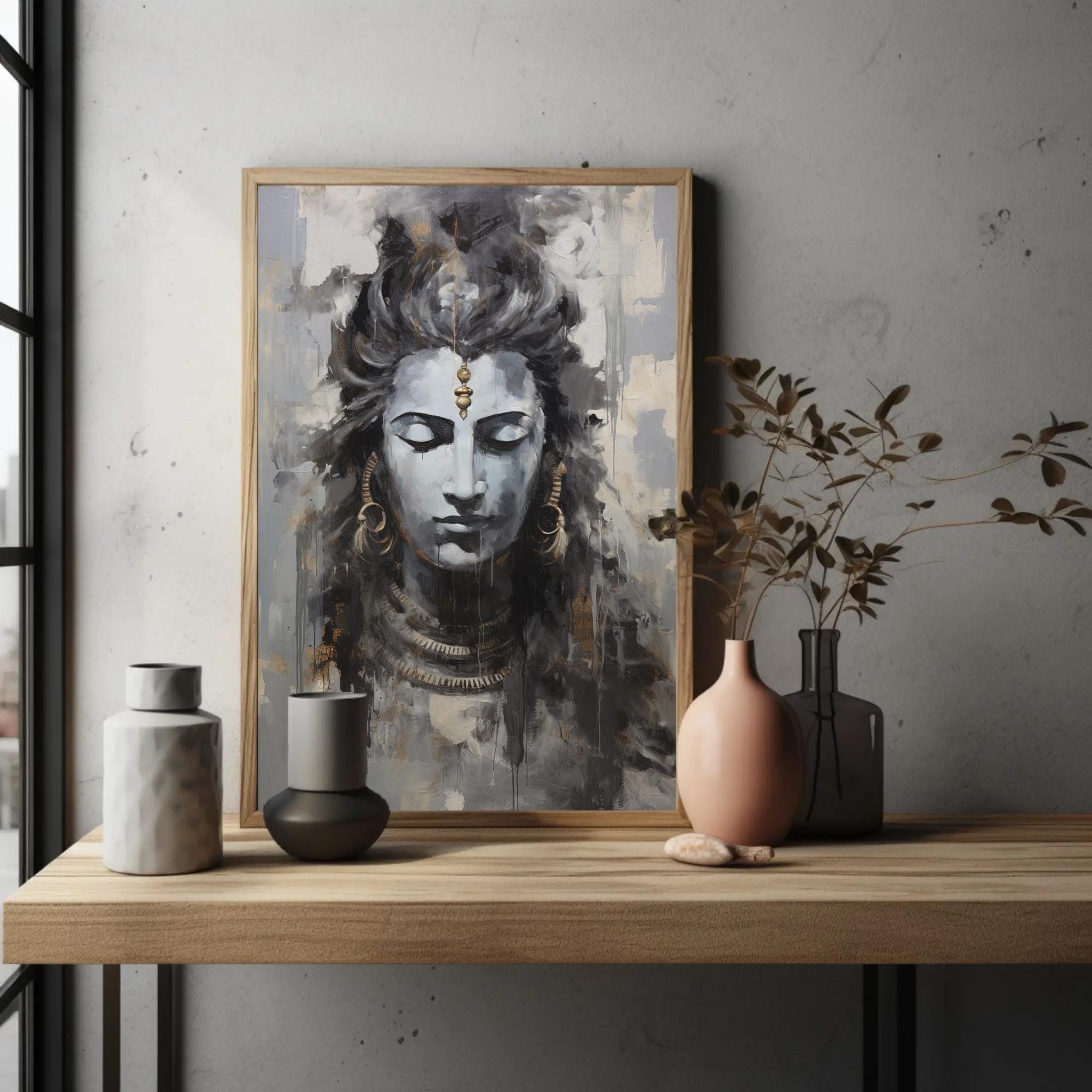 Lord Shiva , Hindu Meditation Room Wall canvas wall art, ready to hang (view 2)