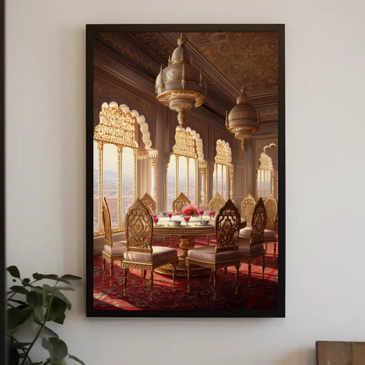 a picture of a dining room with a table and chairs