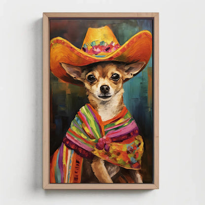Funny Mexican Chihuahua , Dog Lover canvas wall art shown in a styled room