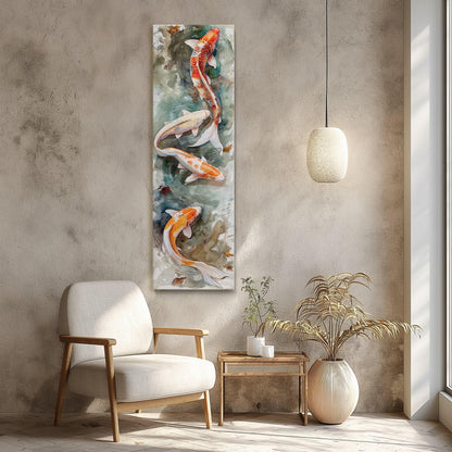 Koi Fish Pond modern canvas wall art, ready to hang (view 2)