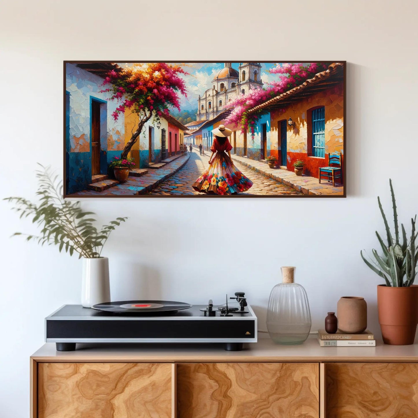 Mexican Town canvas wall art shown in a styled room (view 2)