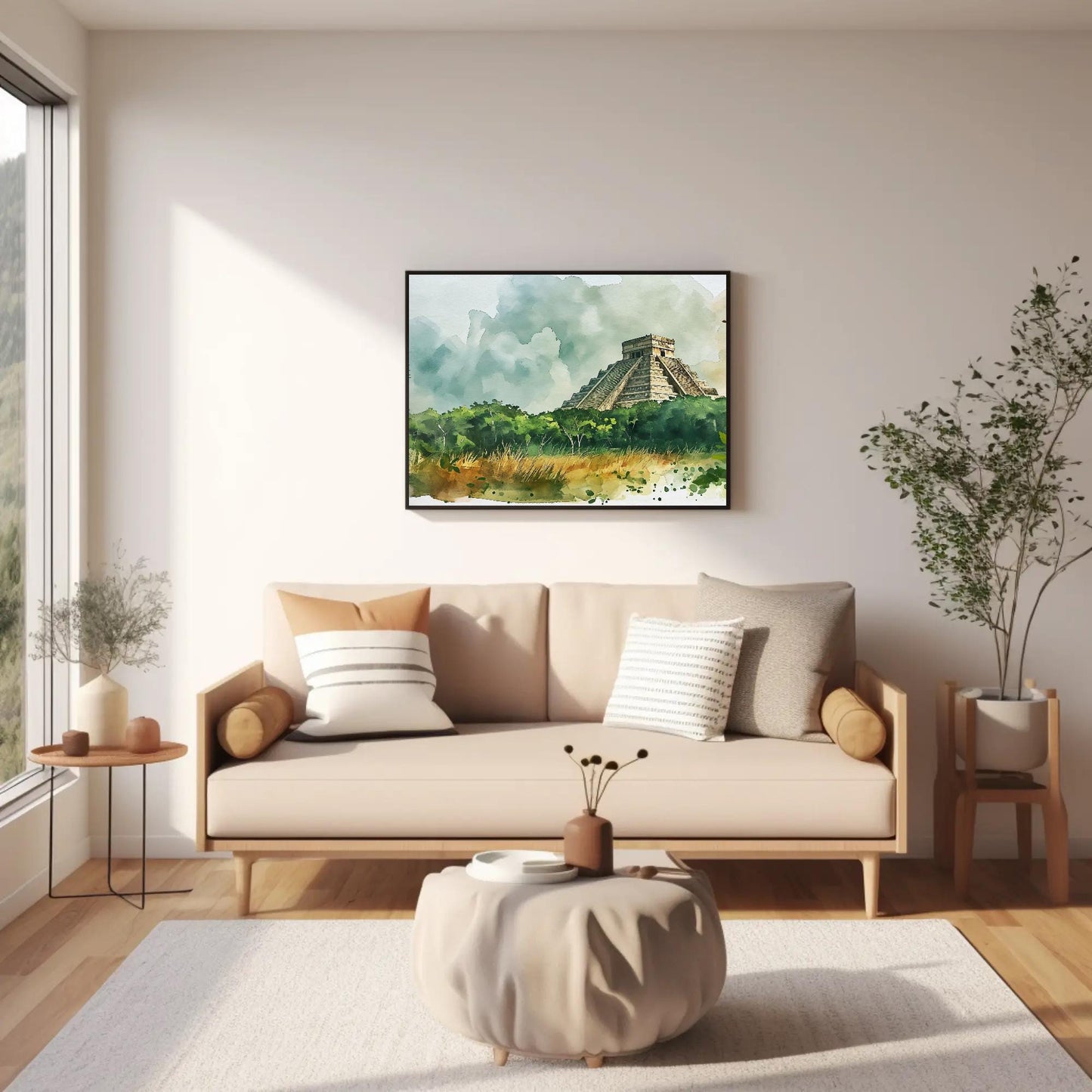 Chichen Itza canvas wall art shown in a living room (view 2)