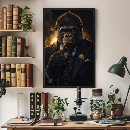 Suited Gorilla canvas wall art shown in a styled room (view 3)