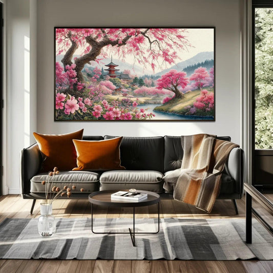 Sakura Tree Canvas Print – Elegant Japanese Cherry Blossom Wall Art on Museum Grade Canvas