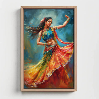 Indian Folk Dance Art canvas wall art, ready to hang