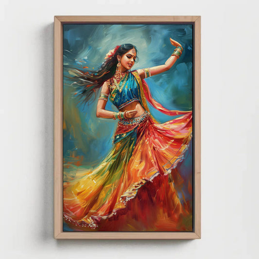 Indian Folk Dance Art canvas wall art, ready to hang