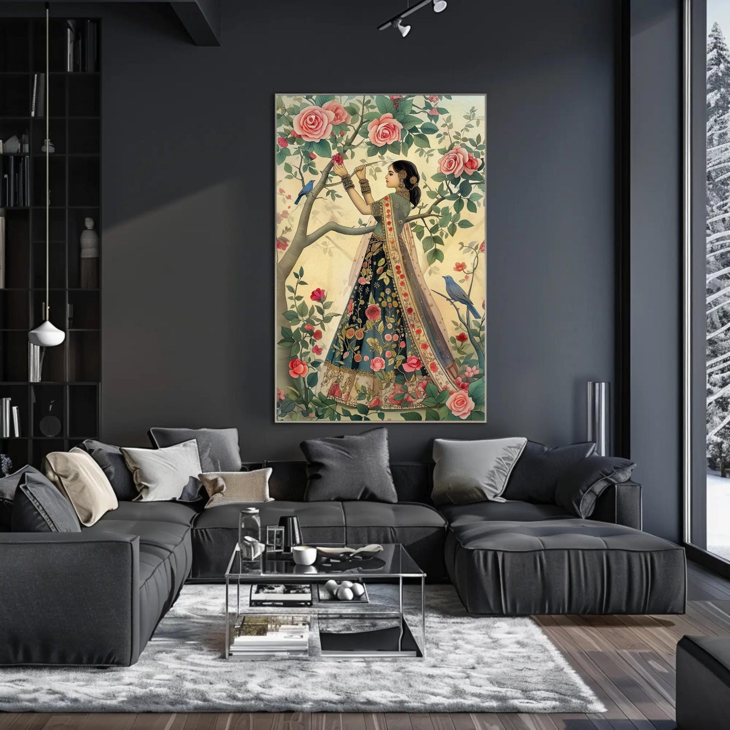 Mughal Queen canvas wall art shown in a living room