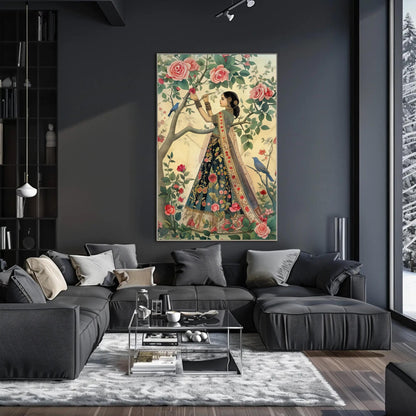 Mughal Queen canvas wall art shown in a living room