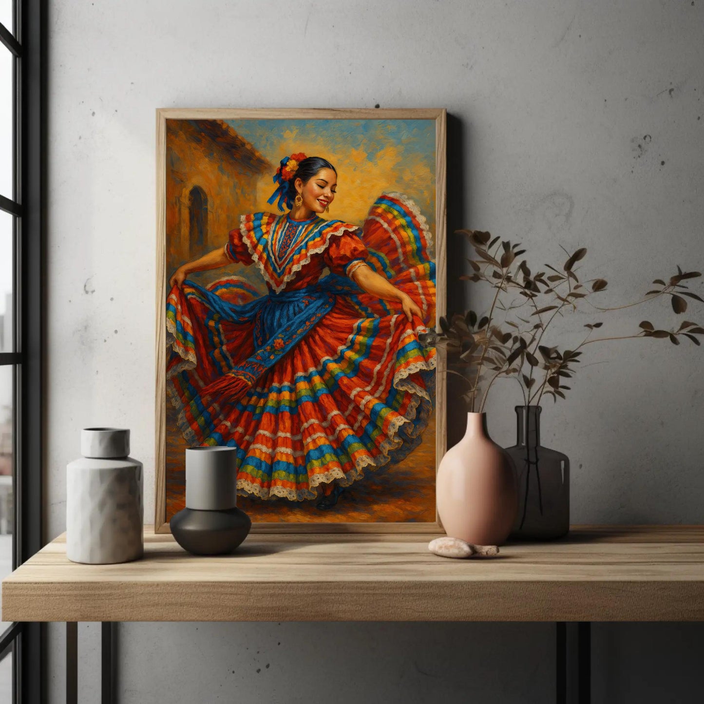 Mexican Folkloric Dancer canvas wall art, gallery-wrapped or framed (view 2)