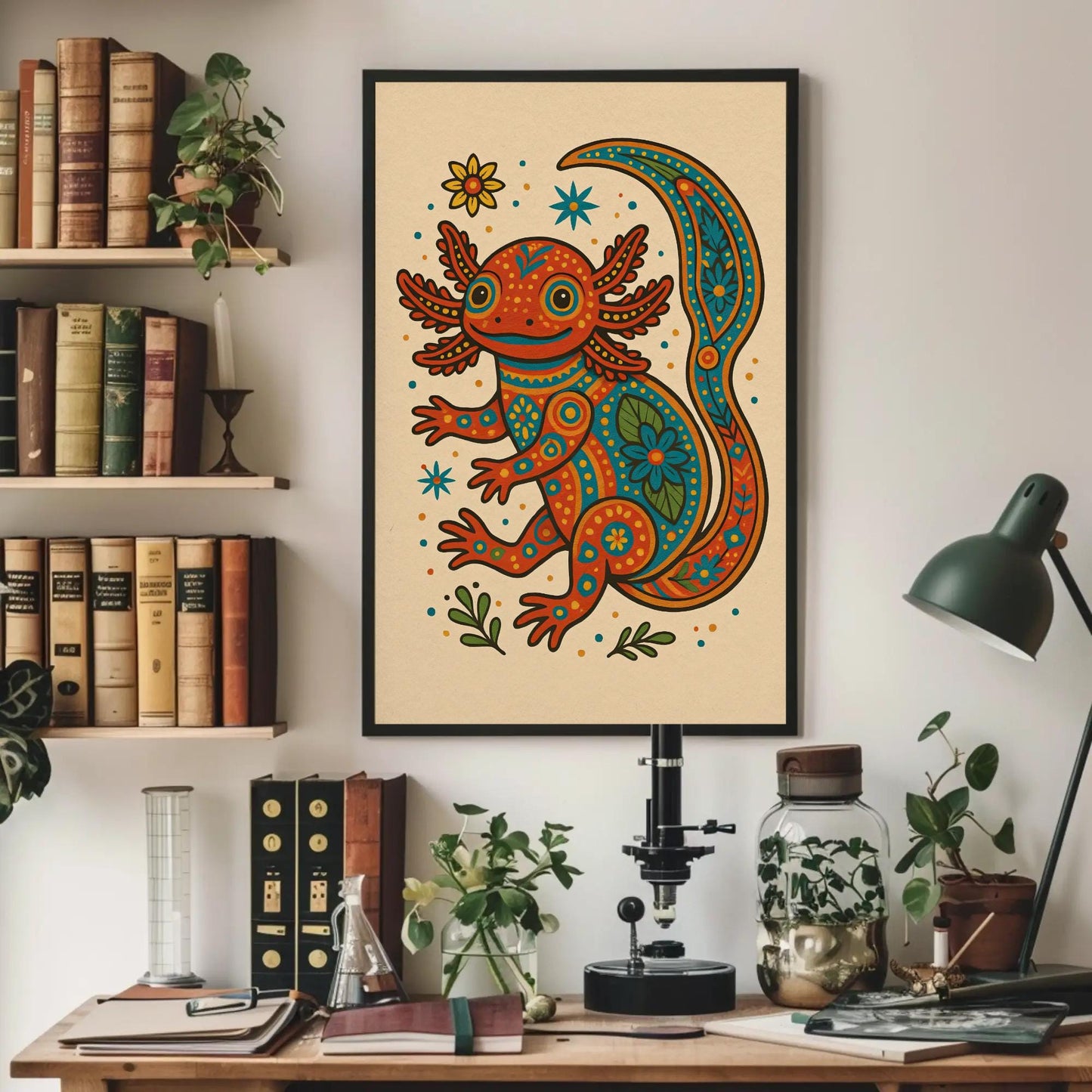 Axolotl canvas wall art, gallery-wrapped or framed
