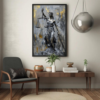Lady Justice , Legal Office Symbolic canvas wall art shown in a styled room (view 3)