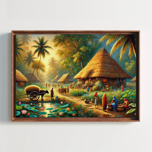 a painting hanging on the wall of a room