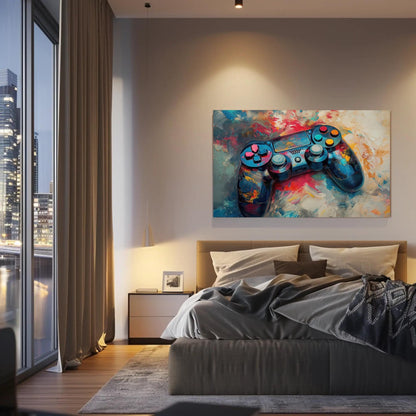 Game Controller Canvas Print – Vibrant Gamer Room Decor | Framed Wall Art