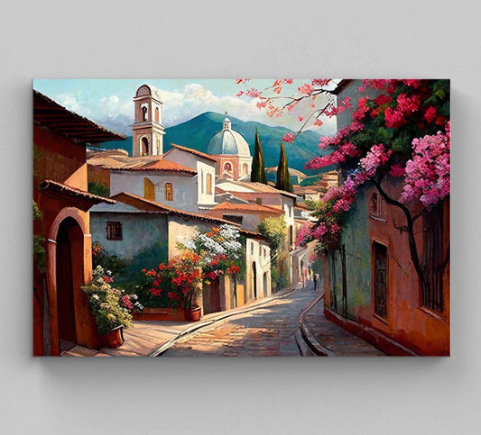 Guanajuato Mexico Art Print, Colorful Mexican Village Artwork