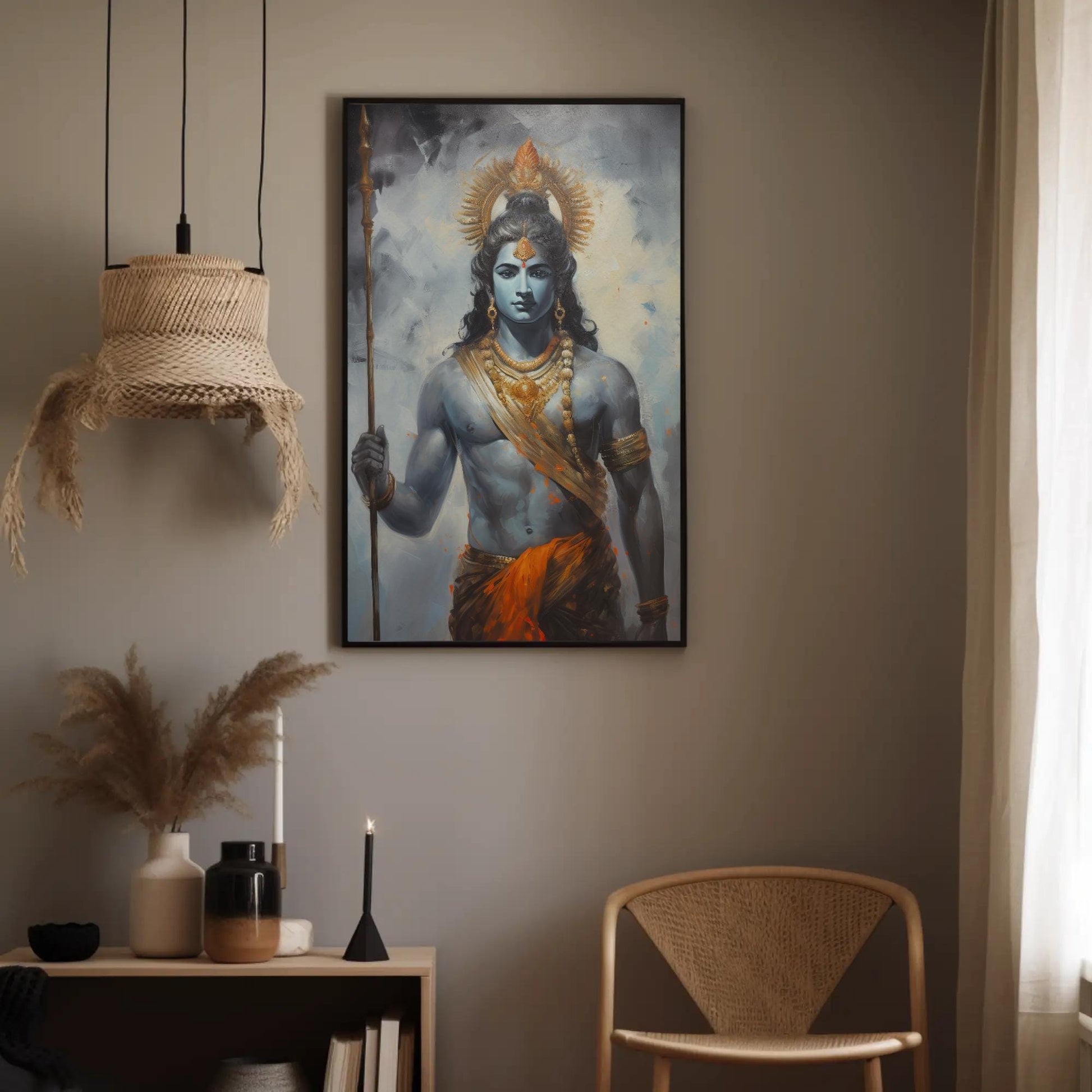 Vintage Lord Rama , Hindu Temple vintage canvas wall art, ready to hang