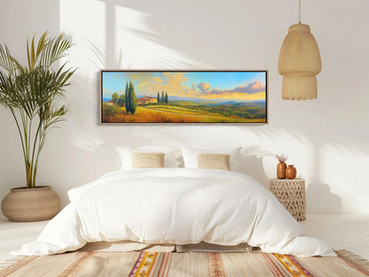 Tuscany , Italian Countryside Vineyard canvas wall art shown in a bedroom (view 3)