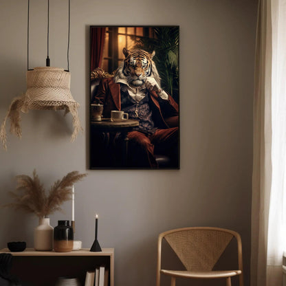 Mafia Boss Tiger canvas wall art shown in a styled room (view 2)